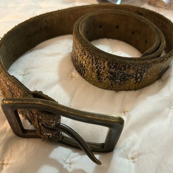 LEATHER ISLAND BY BILL LAVIS PERFECTLY DISTRESSED MEN'S leather belt size 38 - Picture 11 of 13